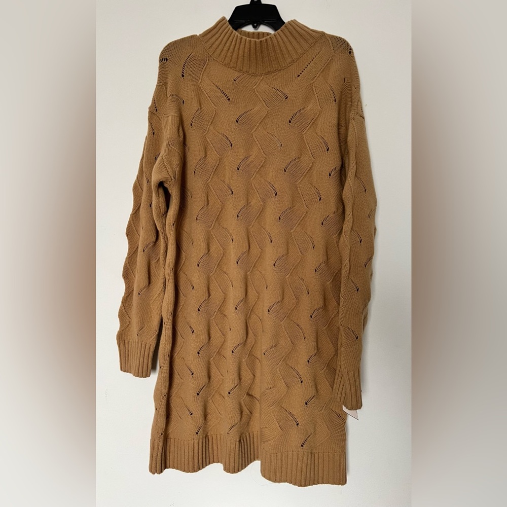 Weili Zheng camel wool maxi sweater dress